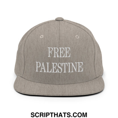 Free Palestine Embroidered Flat Bill Brim Snapback Hat Heather Grey