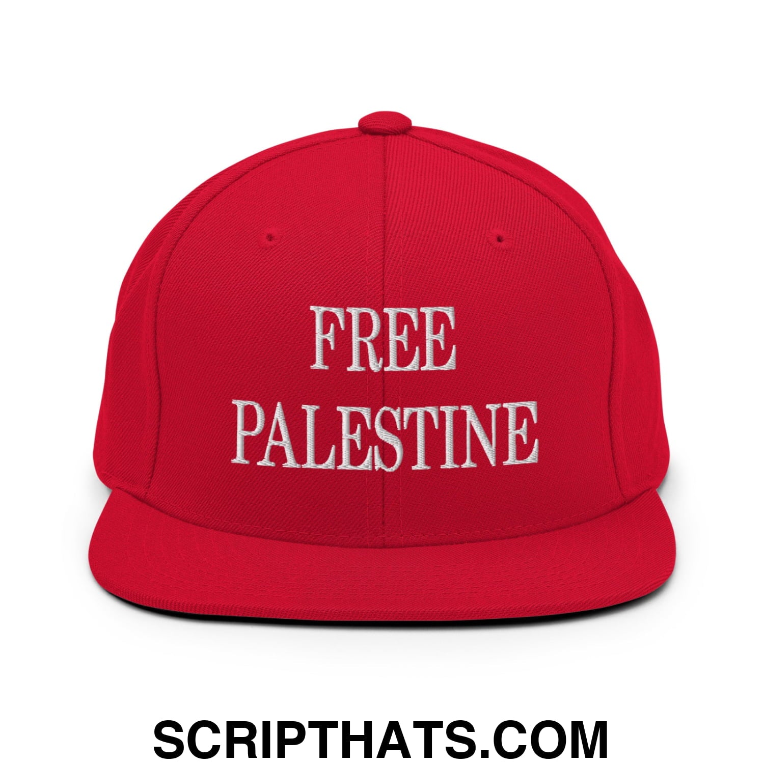 Free Palestine Embroidered Flat Bill Brim Snapback Hat Red
