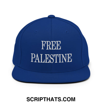 Free Palestine Embroidered Flat Bill Brim Snapback Hat Royal Blue