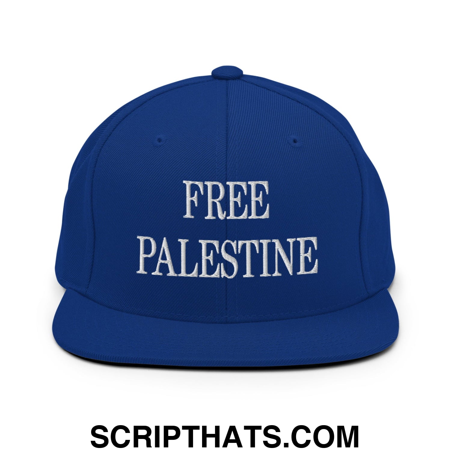 Free Palestine Embroidered Flat Bill Brim Snapback Hat Royal Blue