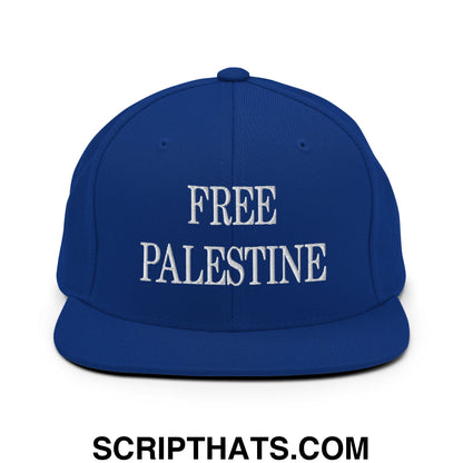 Free Palestine Embroidered Flat Bill Brim Snapback Hat Royal Blue
