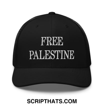 Free Palestine Embroidered Mesh Trucker Hat Black