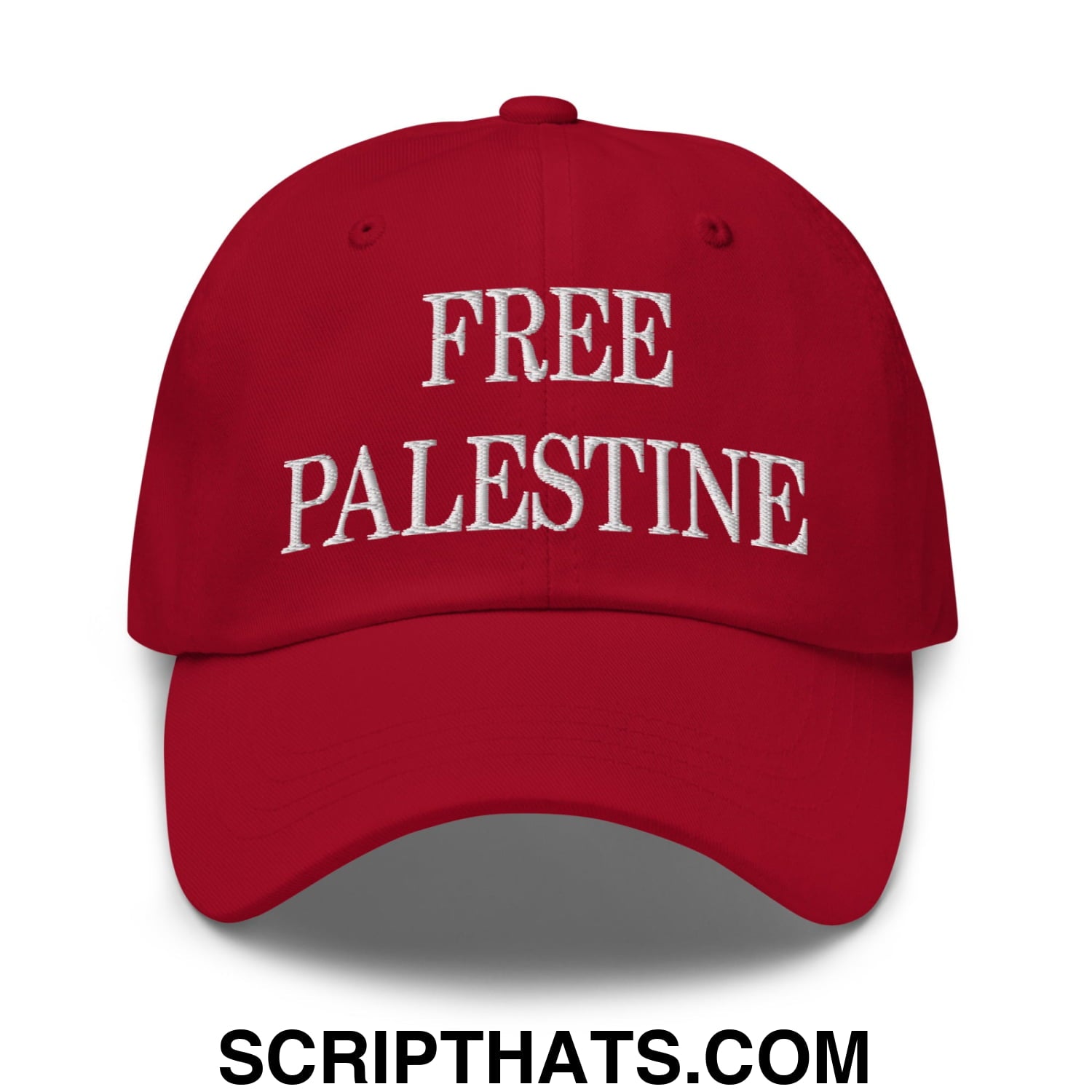 Free Palestine Embroidered Unstructured Dad Hat Cranberry