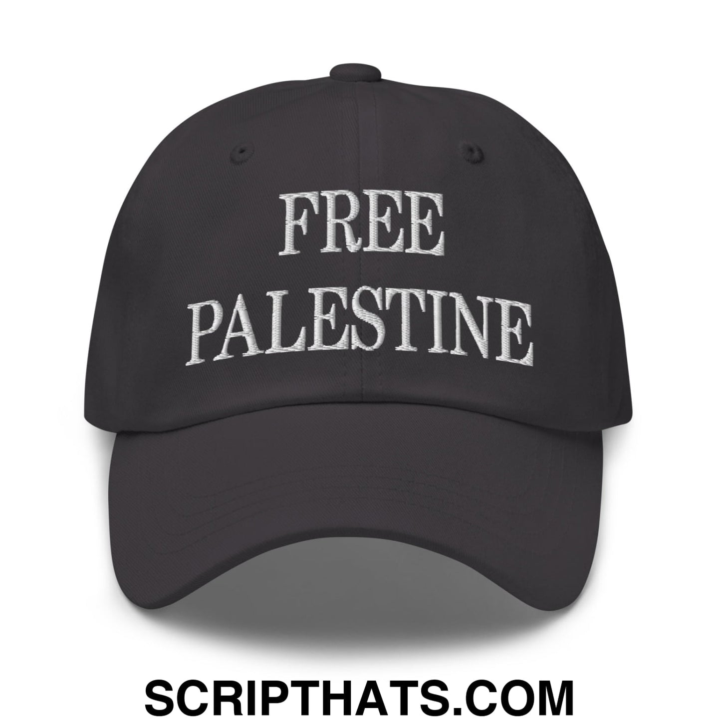 Free Palestine Embroidered Unstructured Dad Hat Dark Grey