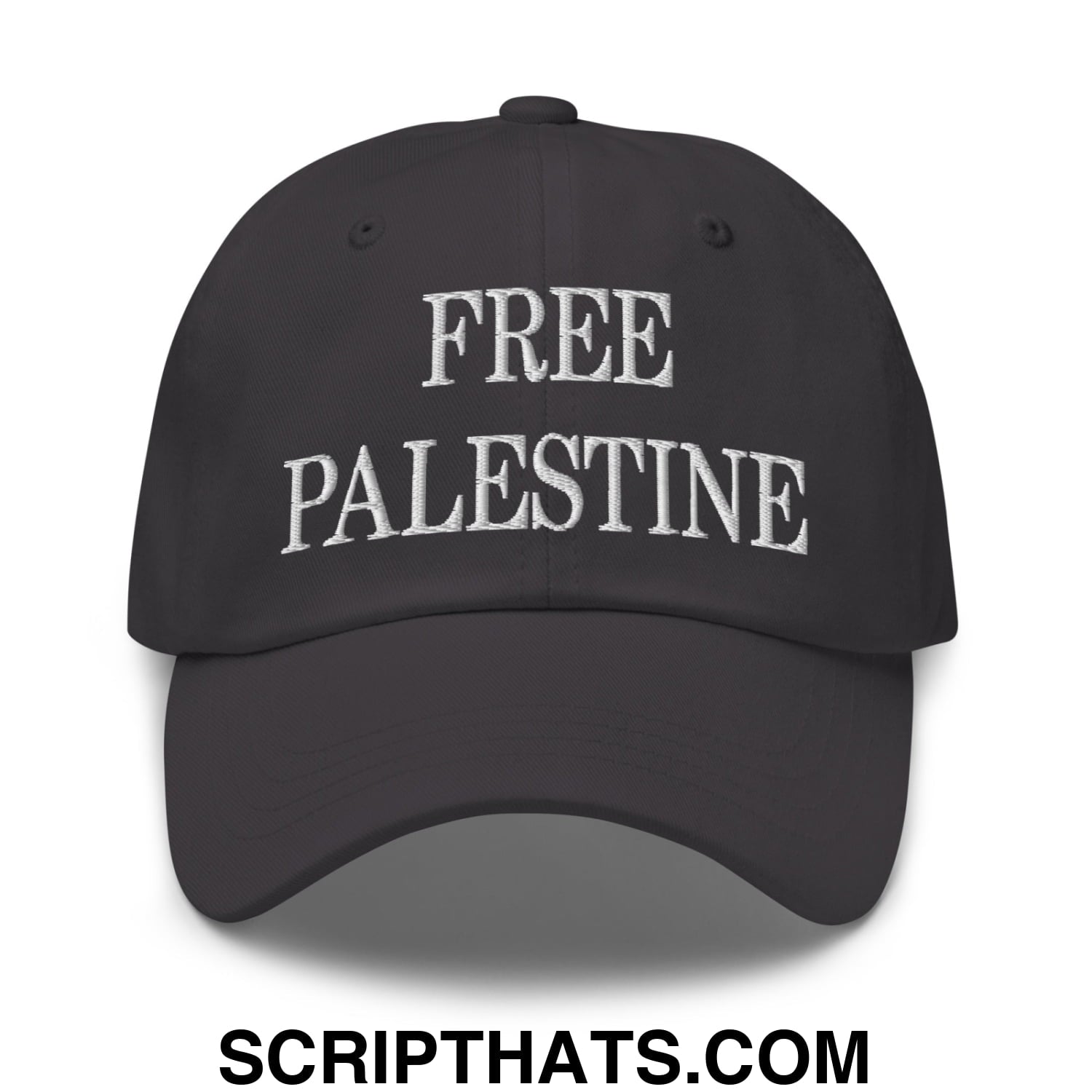 Free Palestine Embroidered Unstructured Dad Hat Dark Grey
