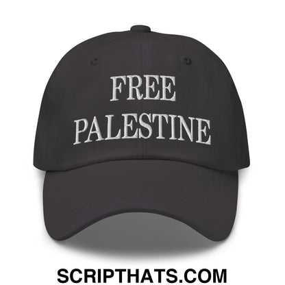 Free Palestine Embroidered Unstructured Dad Hat Dark Grey