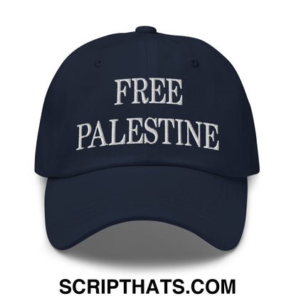 Free Palestine Embroidered Unstructured Dad Hat Navy