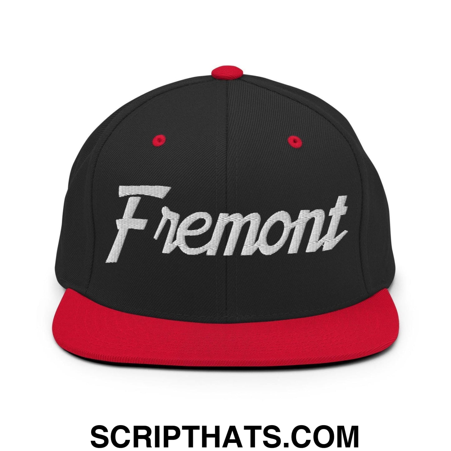 Fremont Script Snapback Hat Black Red