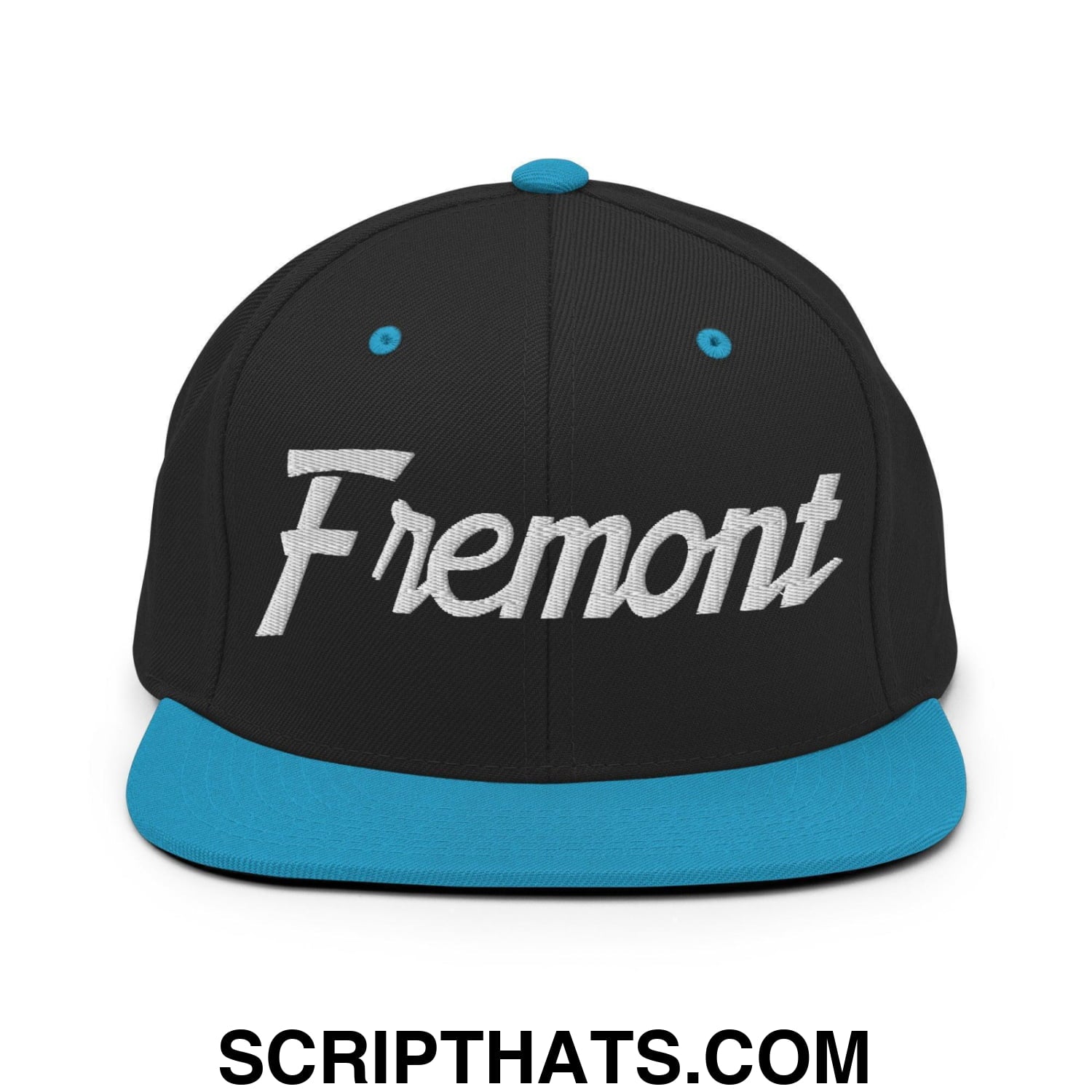 Fremont Script Snapback Hat Black Teal