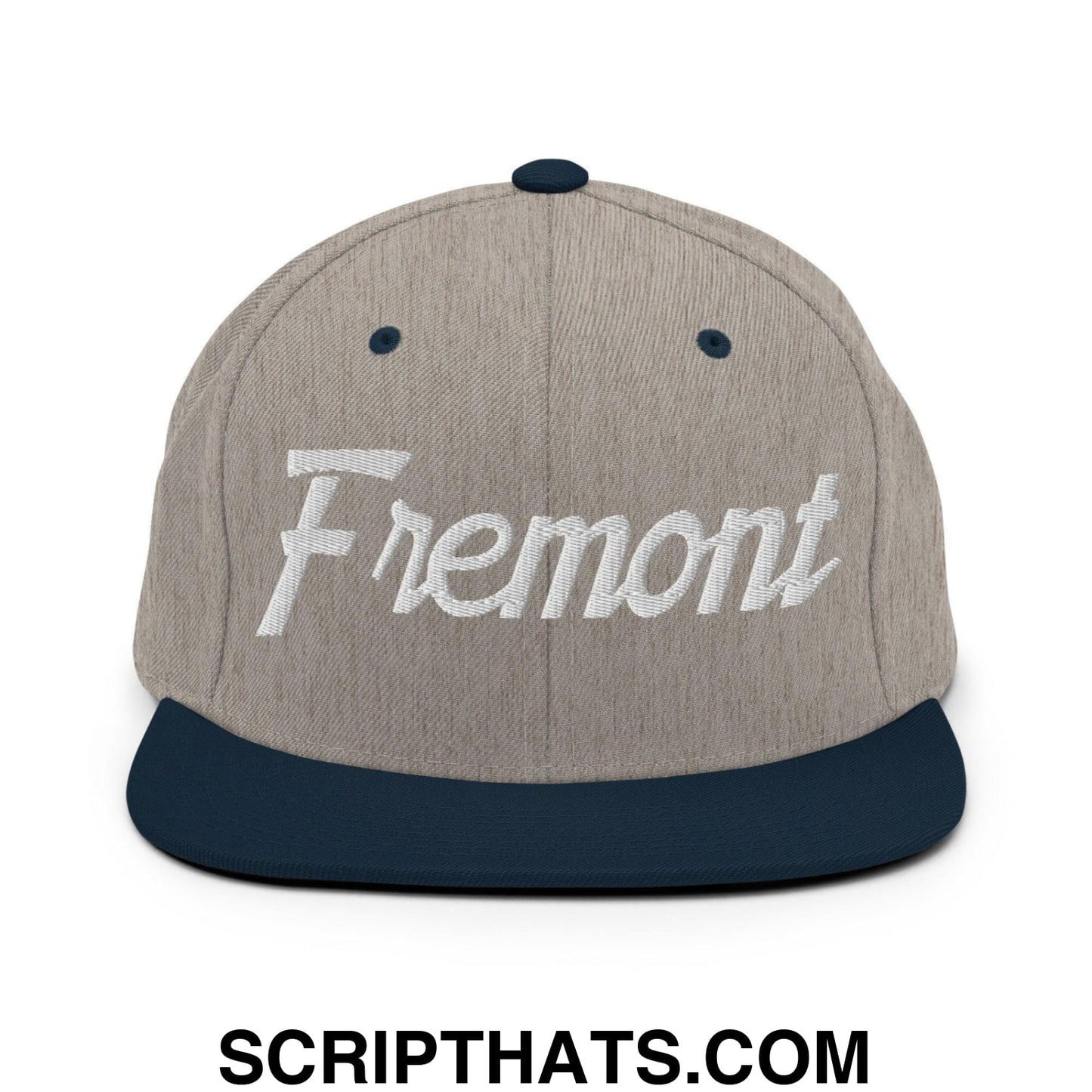 Fremont Script Snapback Hat Heather Grey Navy