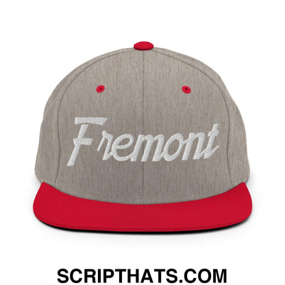 Fremont Script Snapback Hat Heather Grey Red