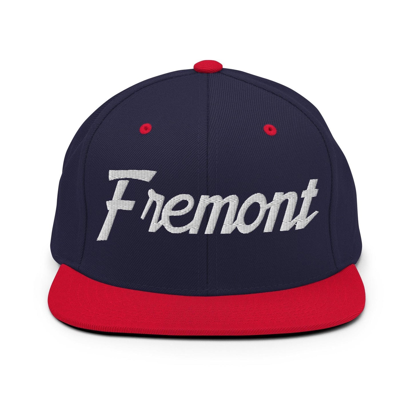 Fremont Script Snapback Hat Navy/ Red