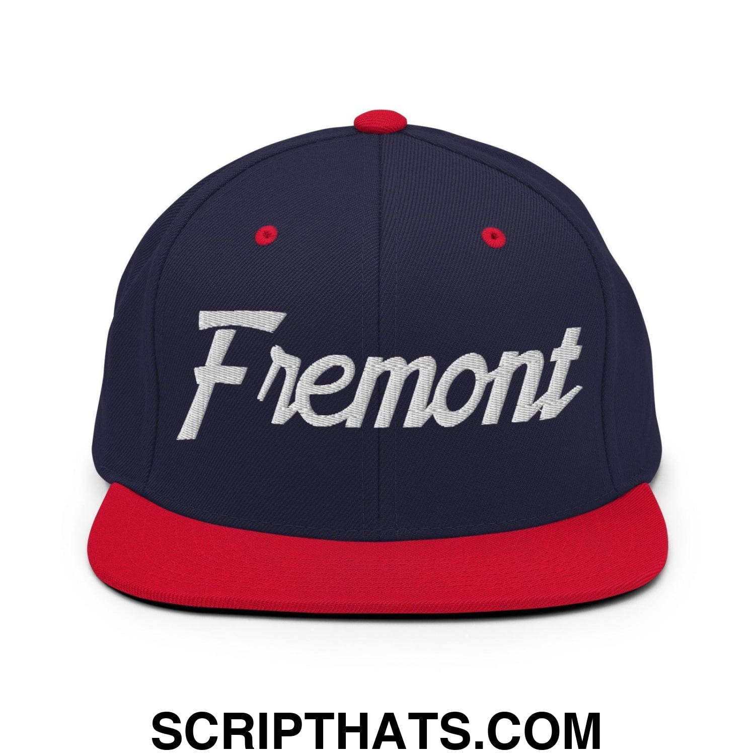 Fremont Script Snapback Hat Navy Red