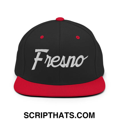 Fresno Script Snapback Hat Black Red