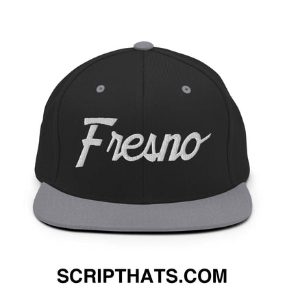 Fresno Script Snapback Hat Black Silver