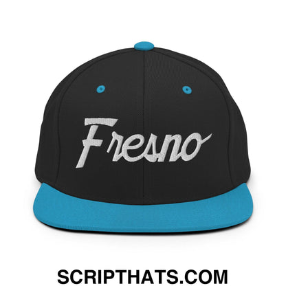 Fresno Script Snapback Hat Black Teal
