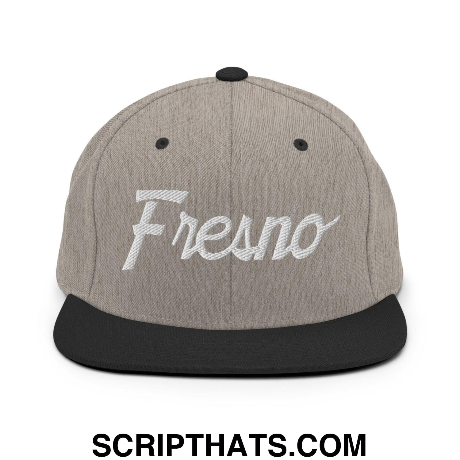 Fresno Script Snapback Hat Heather Black