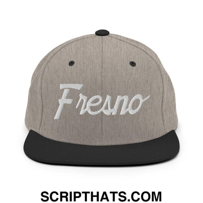 Fresno Script Snapback Hat Heather Black