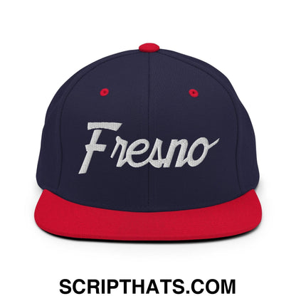 Fresno Script Snapback Hat Navy Red