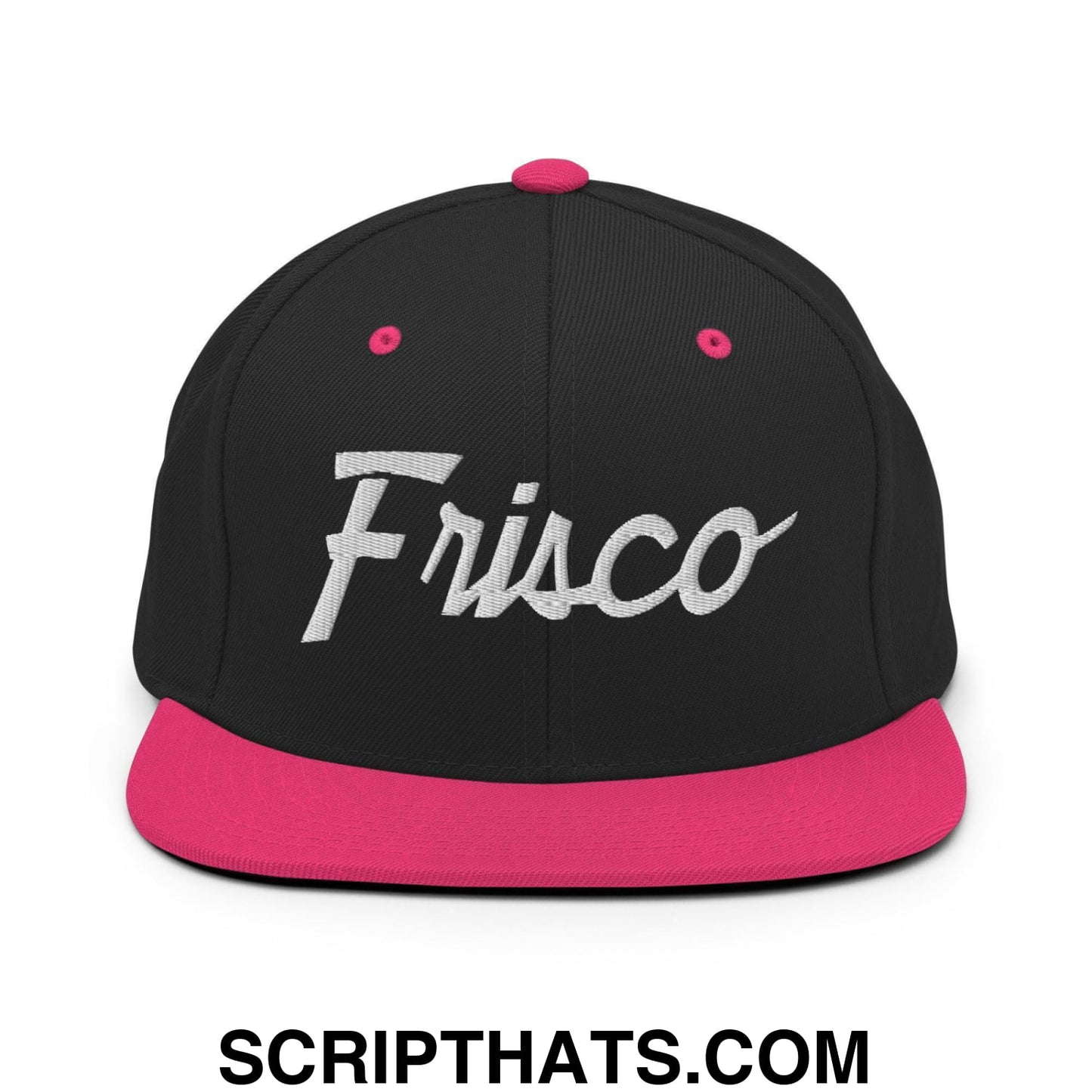 Frisco Script Snapback Hat Black Neon Pink