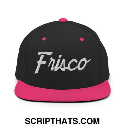Frisco Script Snapback Hat Black Neon Pink