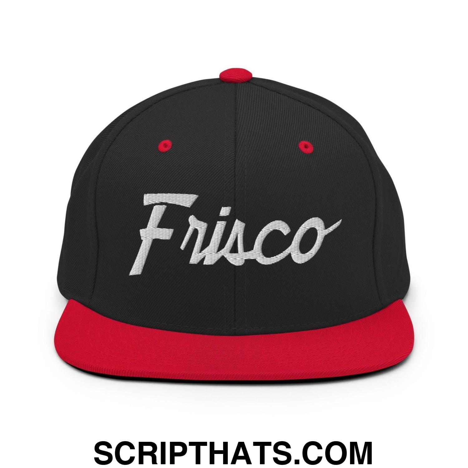 Frisco Script Snapback Hat Black Red
