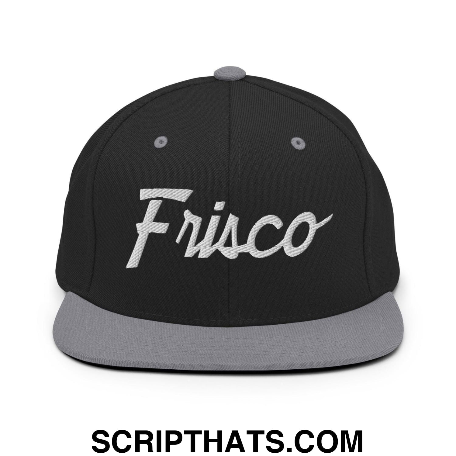 Frisco Script Snapback Hat Black Silver