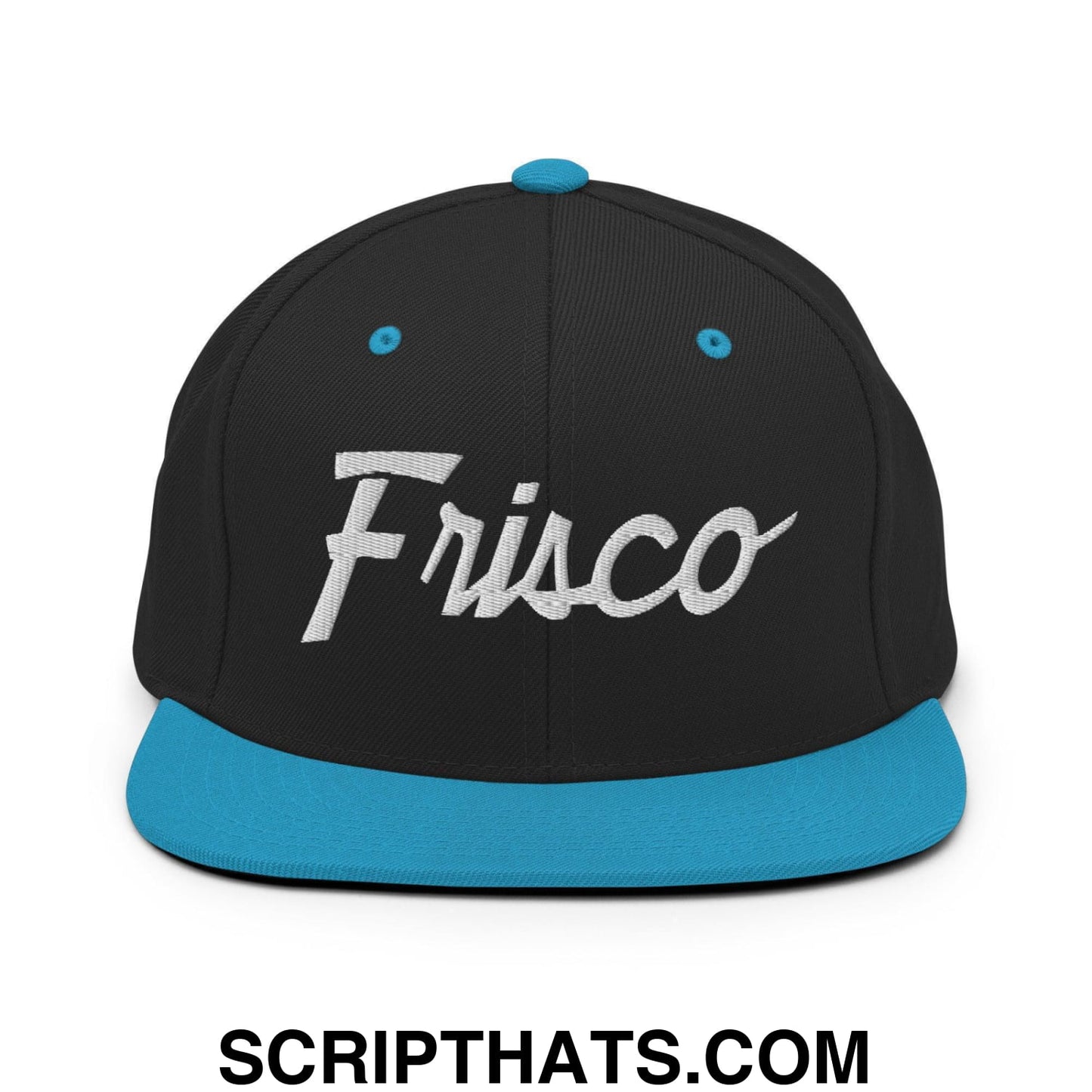 Frisco Script Snapback Hat Black Teal