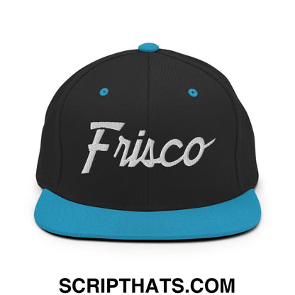 Frisco Script Snapback Hat Black Teal