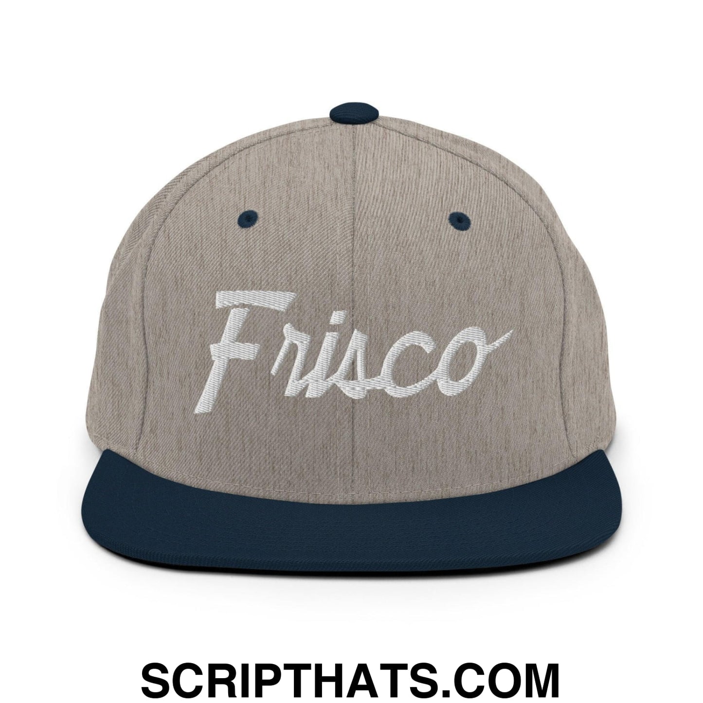 Frisco Script Snapback Hat Heather Grey Navy