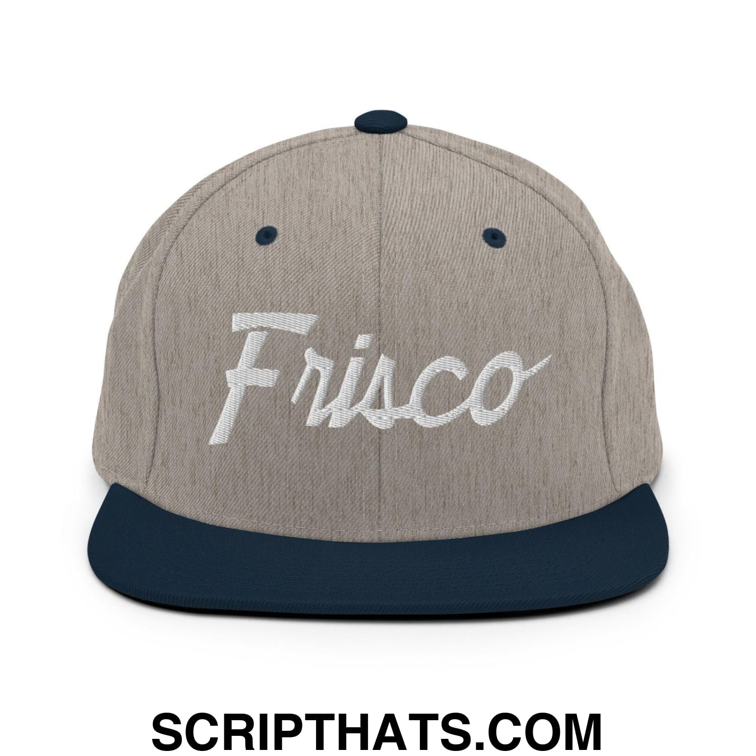 Frisco Script Snapback Hat Heather Grey Navy