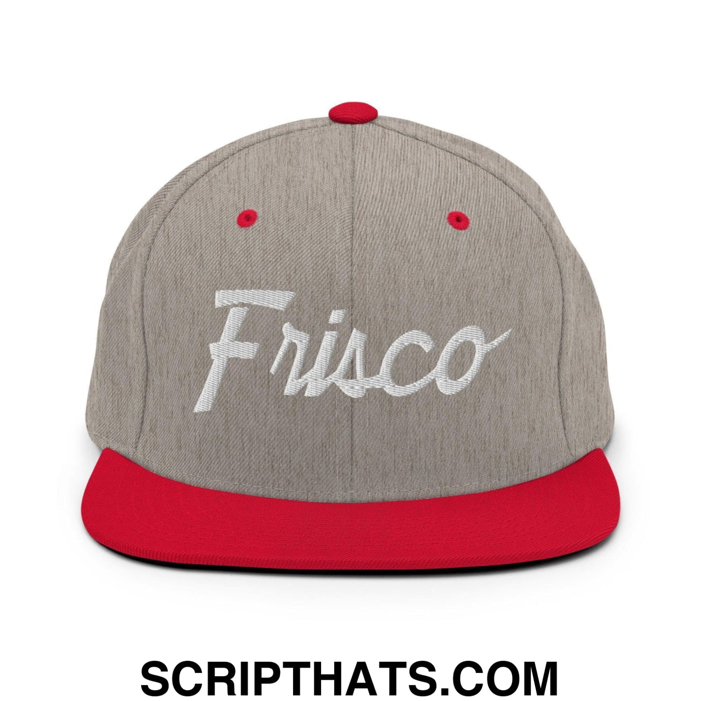 Frisco Script Snapback Hat Heather Grey Red