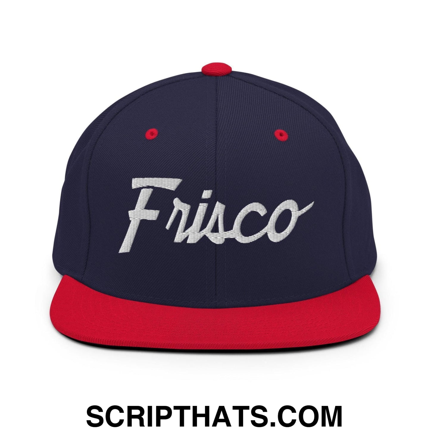 Frisco Script Snapback Hat Navy Red