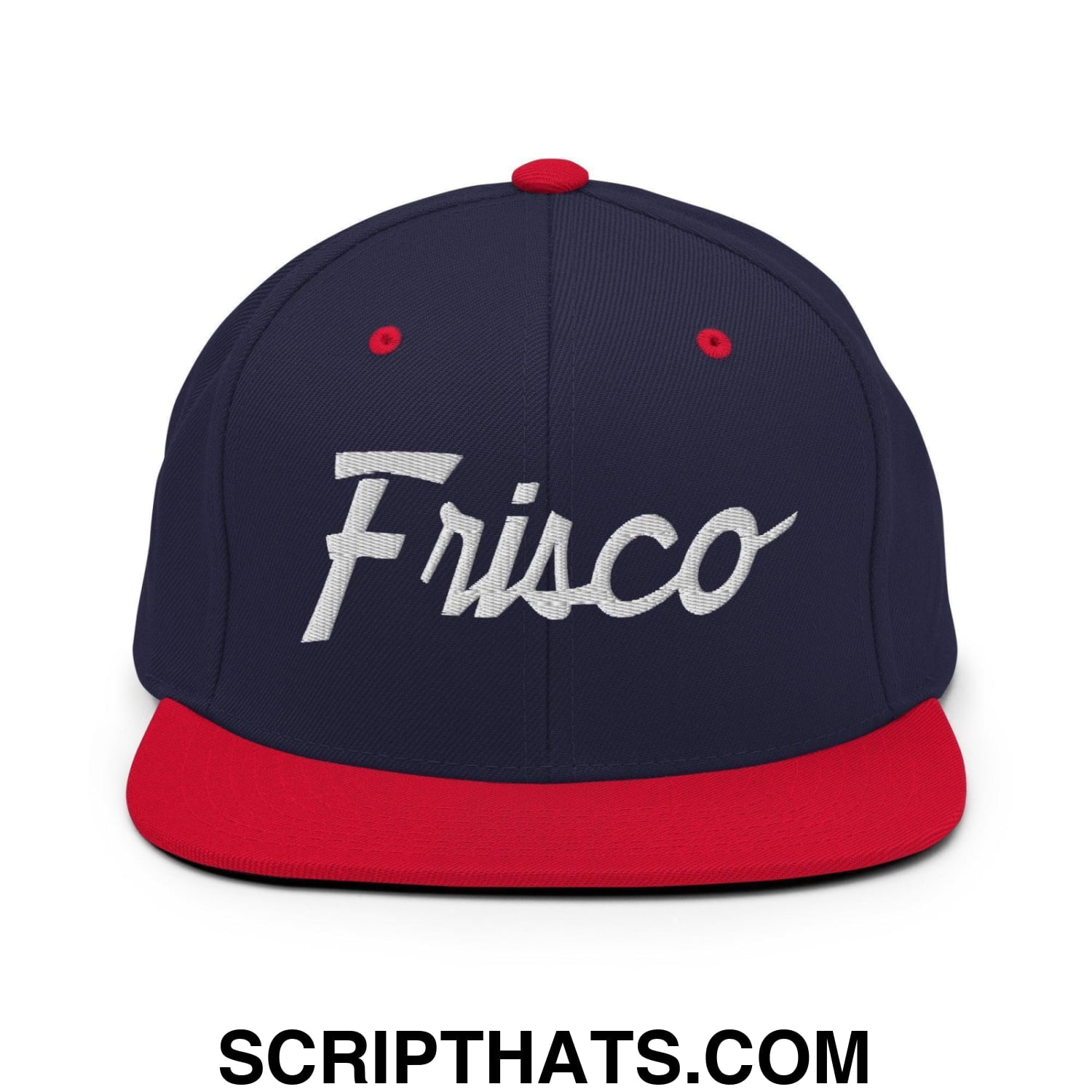 Frisco Script Snapback Hat Navy Red