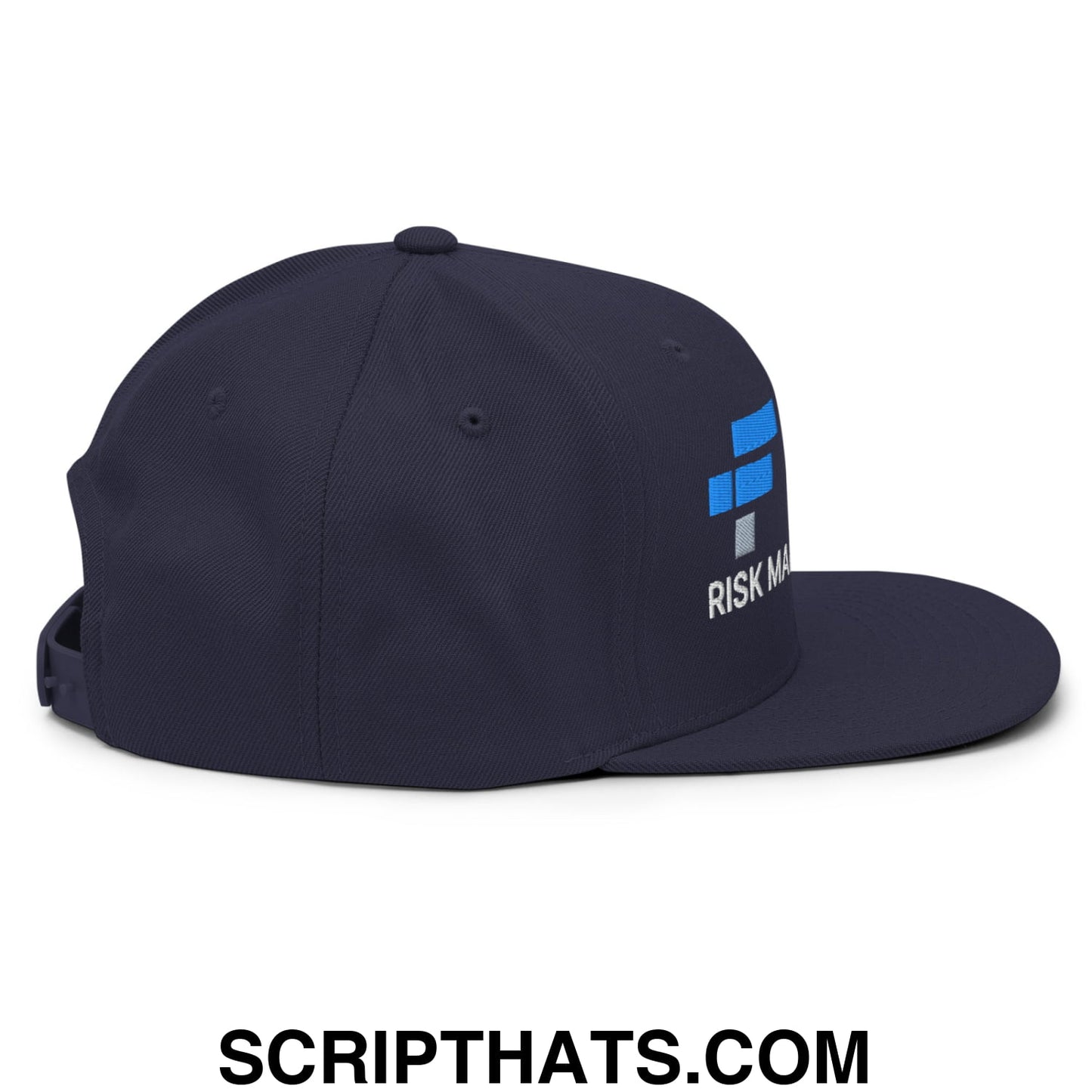 FTX Risk Management Embroidered Flat Bill Brim Snapback Hat Navy