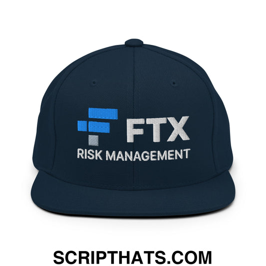 FTX Risk Management Embroidered Flat Bill Brim Snapback Hat Dark Navy