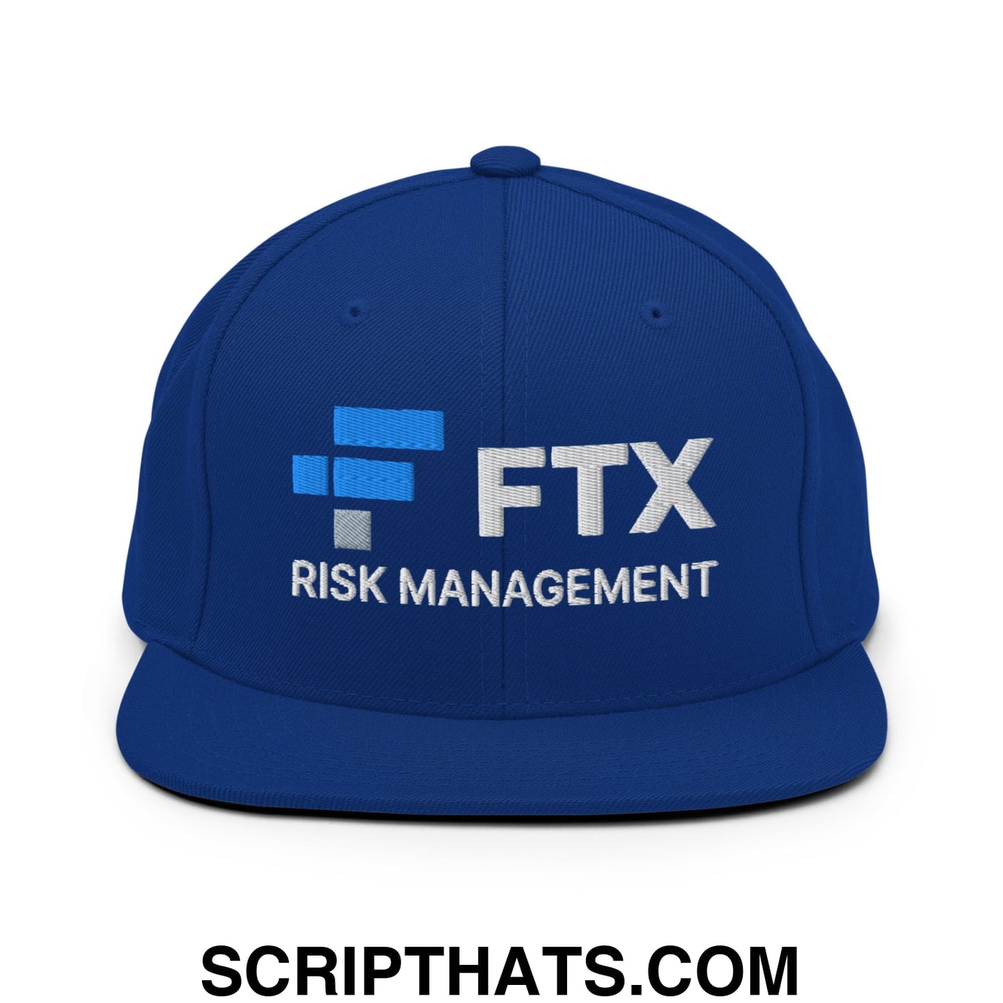 FTX Risk Management Embroidered Flat Bill Brim Snapback Hat Royal Blue