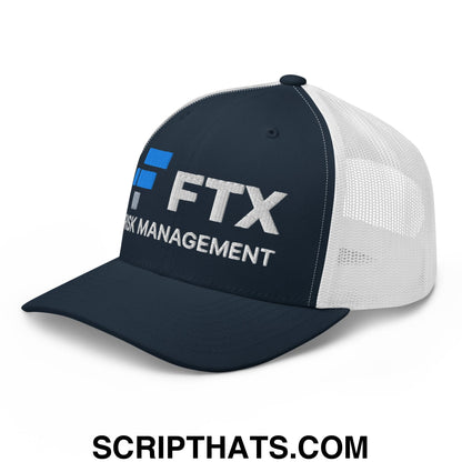 FTX Risk Management Embroidered Mesh Trucker Hat Navy White