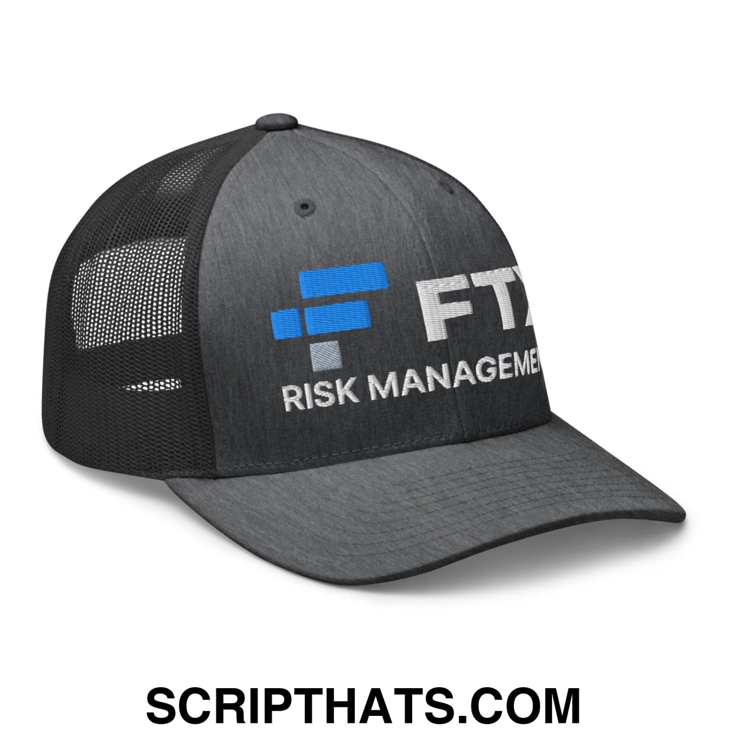 FTX Risk Management Embroidered Mesh Trucker Hat Dark Heather Gray