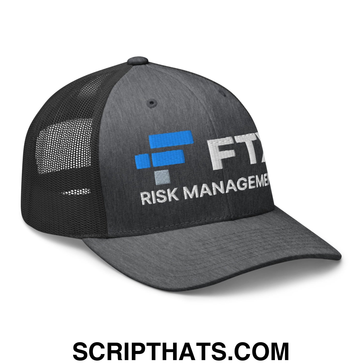 FTX Risk Management Embroidered Mesh Trucker Hat Dark Heather Gray