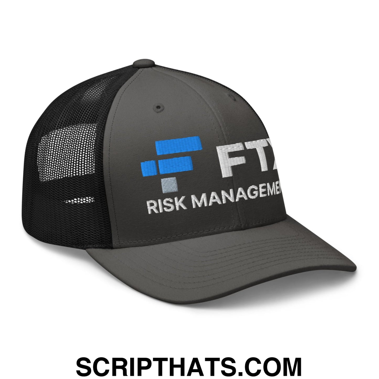 FTX Risk Management Embroidered Mesh Trucker Hat Charcoal Black