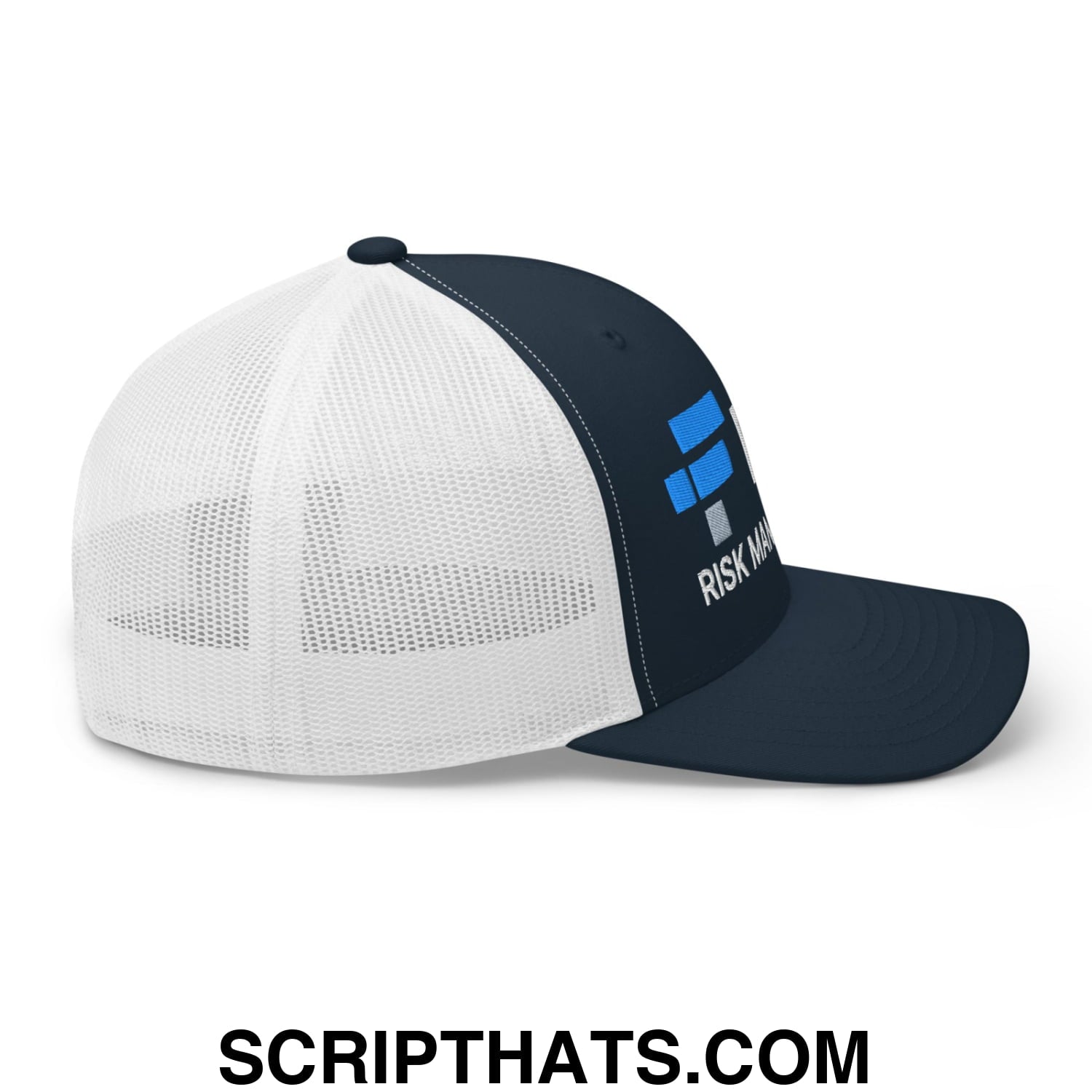 FTX Risk Management Embroidered Mesh Trucker Hat Navy White