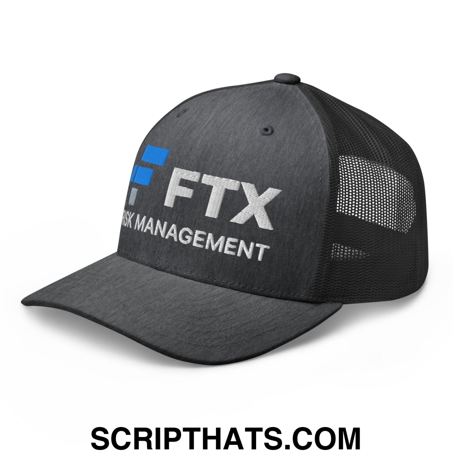 FTX Risk Management Embroidered Mesh Trucker Hat Dark Heather Gray