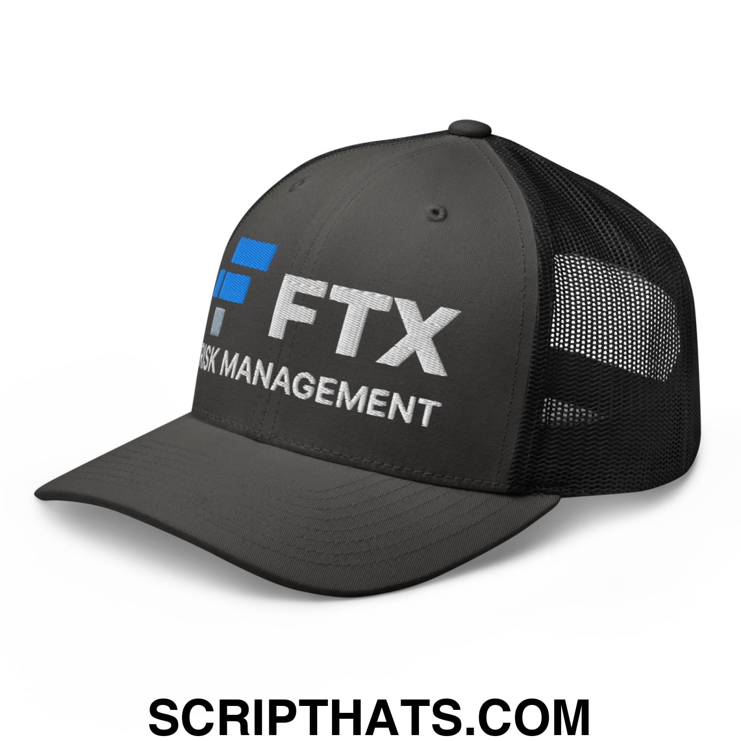 FTX Risk Management Embroidered Mesh Trucker Hat Charcoal Black