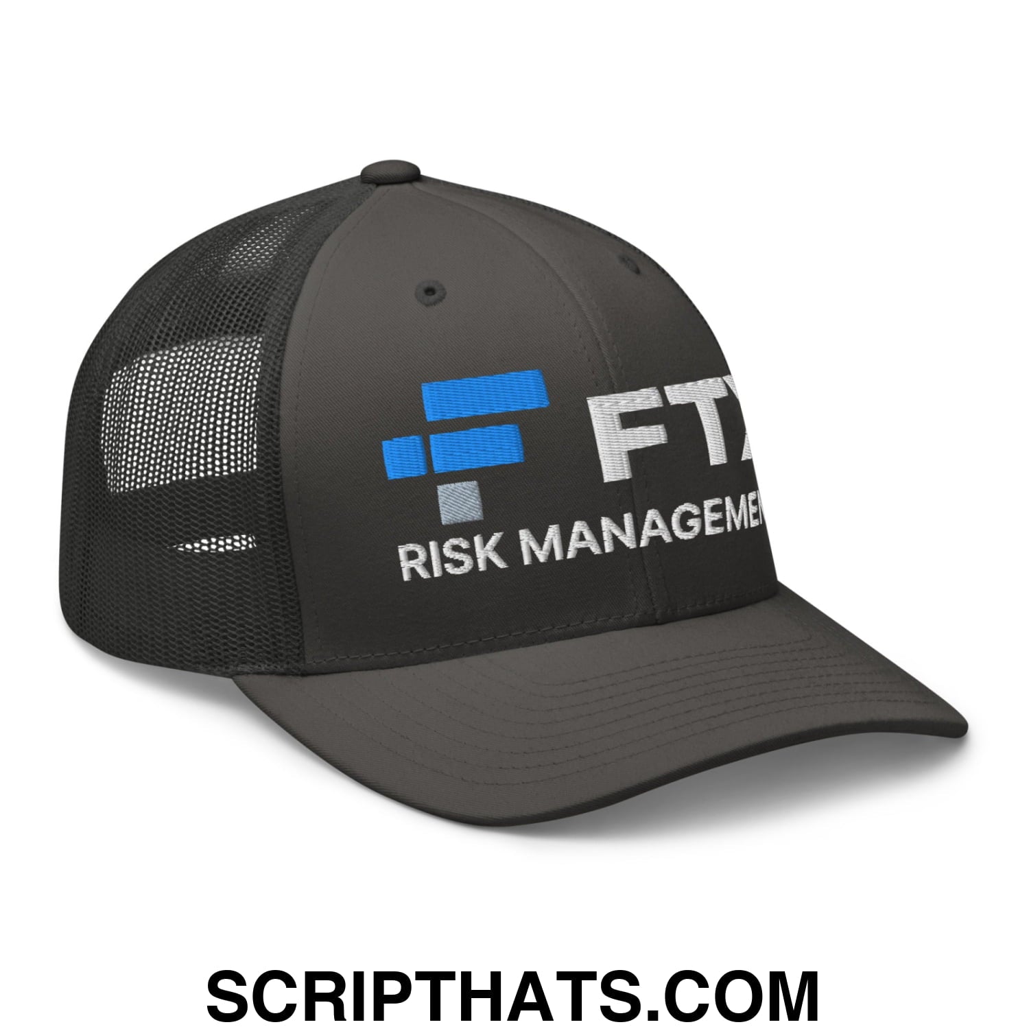 FTX Risk Management Embroidered Mesh Trucker Hat Charcoal