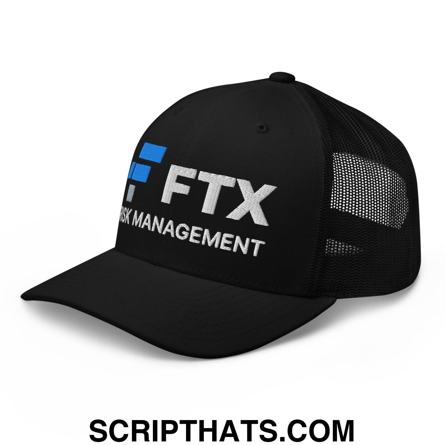 FTX Risk Management Embroidered Mesh Trucker Hat Black