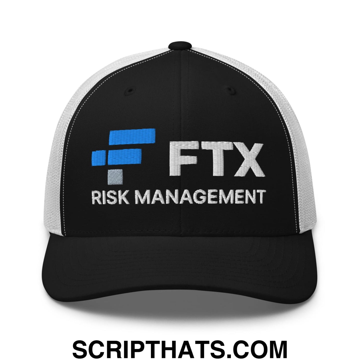 FTX Risk Management Embroidered Mesh Trucker Hat Black White