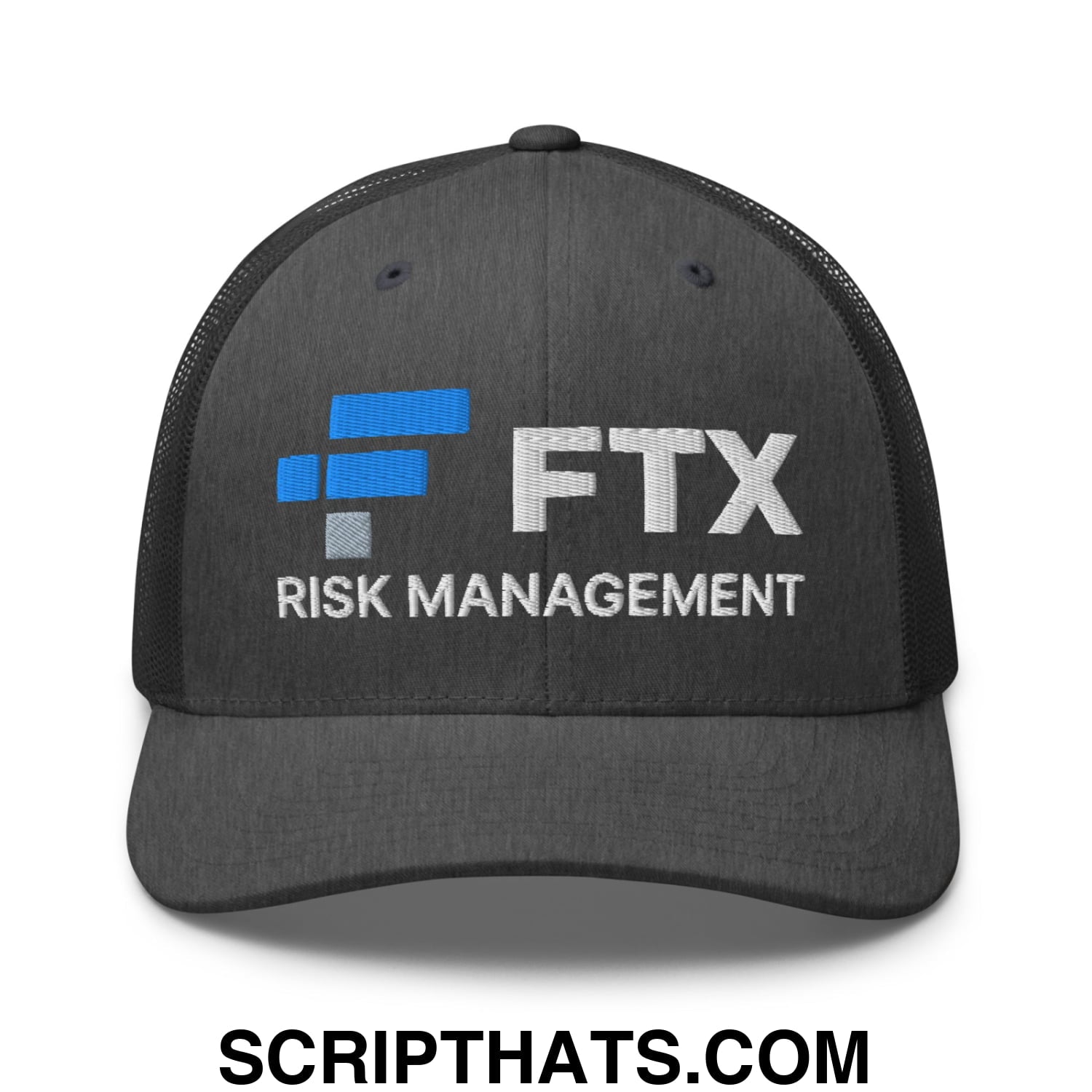 FTX Risk Management Embroidered Mesh Trucker Hat Dark Heather Gray