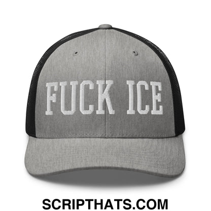 Fuck ICE Embroidered Mesh Trucker Hat Heather Black