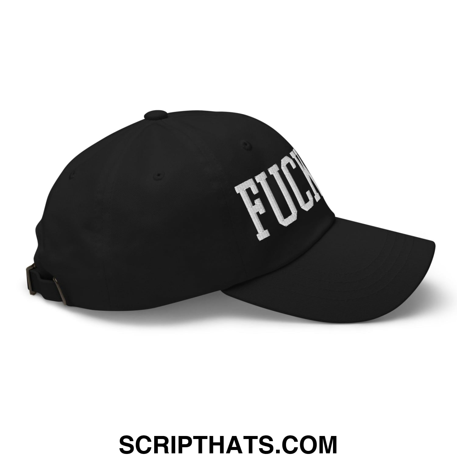 Black unstructured dad hat with white embroidered fuck ice lettering, perfect for casual wear